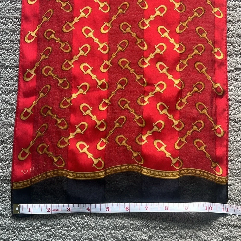 Echo Red and Gold Silk Scarf | Vintage | Western | Equestrian | Quiet Luxury